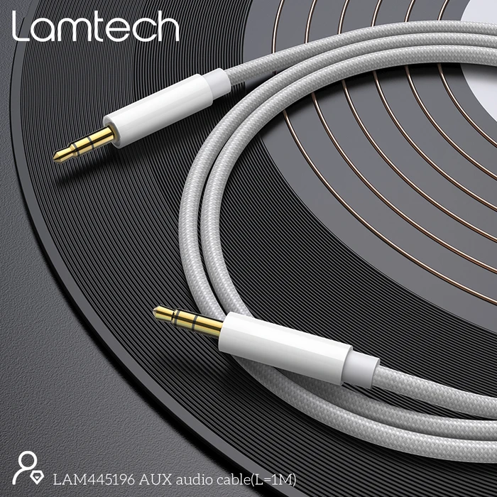Καλώδιo 3,5mm Lamtech AUDIOCABLE BRAIDED 1m to 3.5mm SILVER