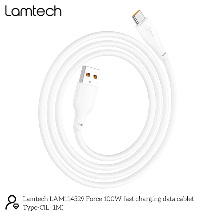 Καλώδιο USB-C Lamtech High Power 1m 100w White