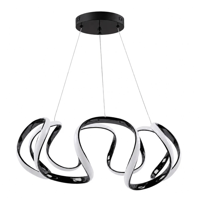 VenCore Nuvia Black 7741-20031 - Μοντέρνο Κρεμαστό Φωτιστικό Οροφής LED 45W Μαύρο Αλουμίνιο με Ρυθμιζόμενο CCT (Ψυχρό / Φυσικό / Θερμό) & Τηλεχειριστήριο - Φ48 x Υ18 cm