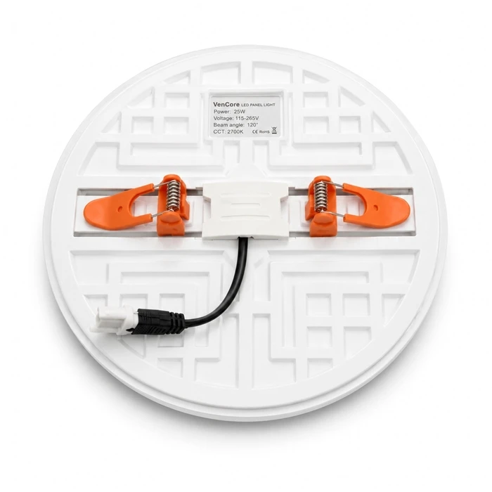 VenCore 6407-50002 LED Round Panel 25W 4500K 2500 lm Adjustable Cut-Out Mount Ø17.5 x H2.5 cm