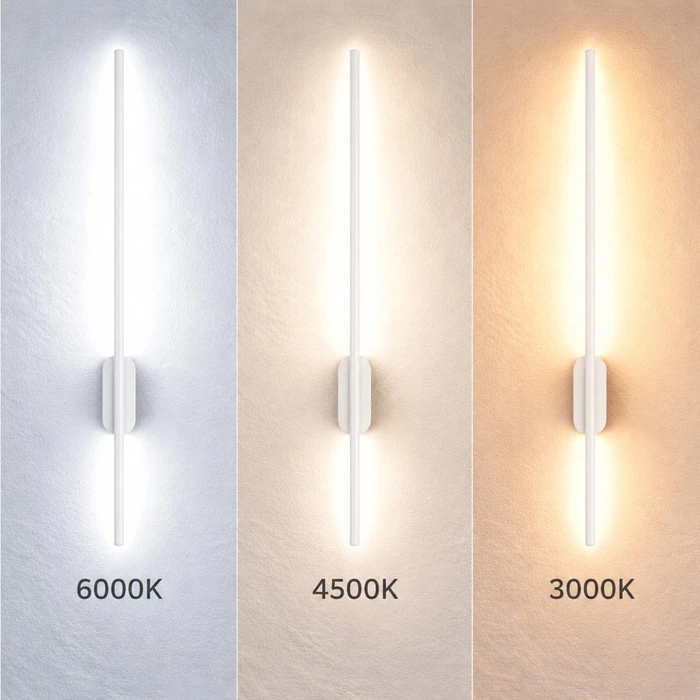 VenCore Lineon White 6093-20115 - Modern Wall LED Sconce 60cm 12W White Aluminium with Adjustable CCT (Warm / Neutral / Cool) - CCT controlled via On-Off switch