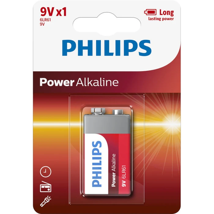 Αλκαλικές Μπαταρίες Philips 6LR61P1B/GRS απόδοσης 1τμχ 9V