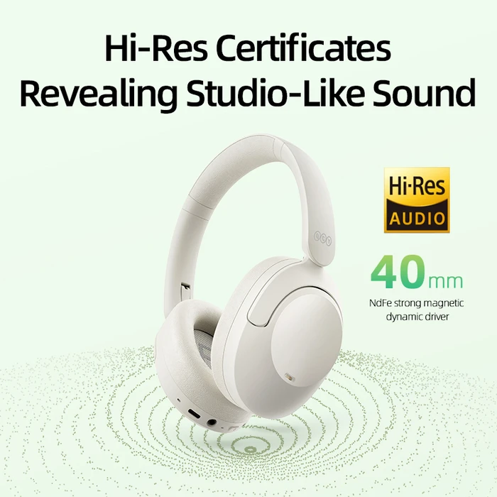 Headphones Qcy H4 White Hybrid Feed Noise Canceling With 4 Mode Anc Button 70h Battery