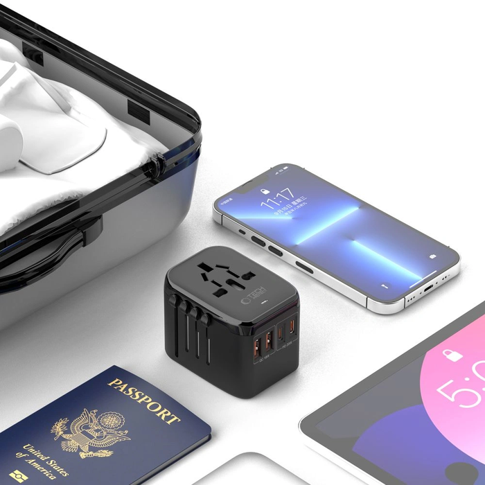 Tech-Protect TA200 Travel Adapter EU / UK / US / AU 2xUSB-A, 2xUSB-C Black