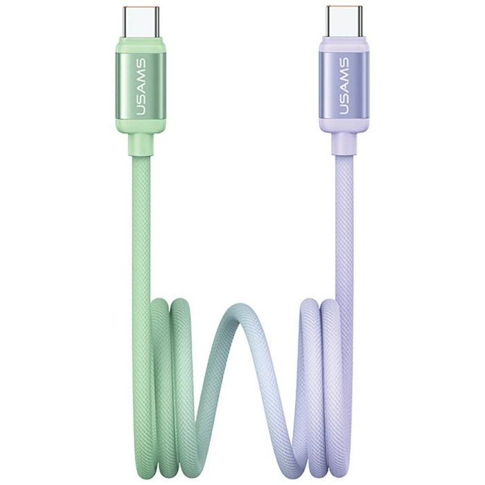 USAMS Bicolor Series SJ756 PD 60W USB-C / USB-C cable 1.2m green-purple