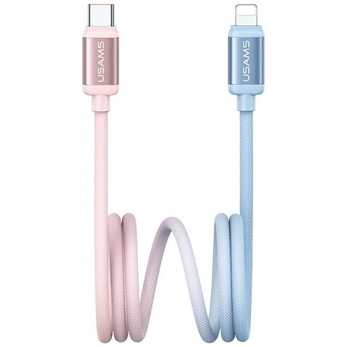 USAMS Bicolor Series SJ757 PD 30W USB-C / Lightning cable 1.2m blue-pink
