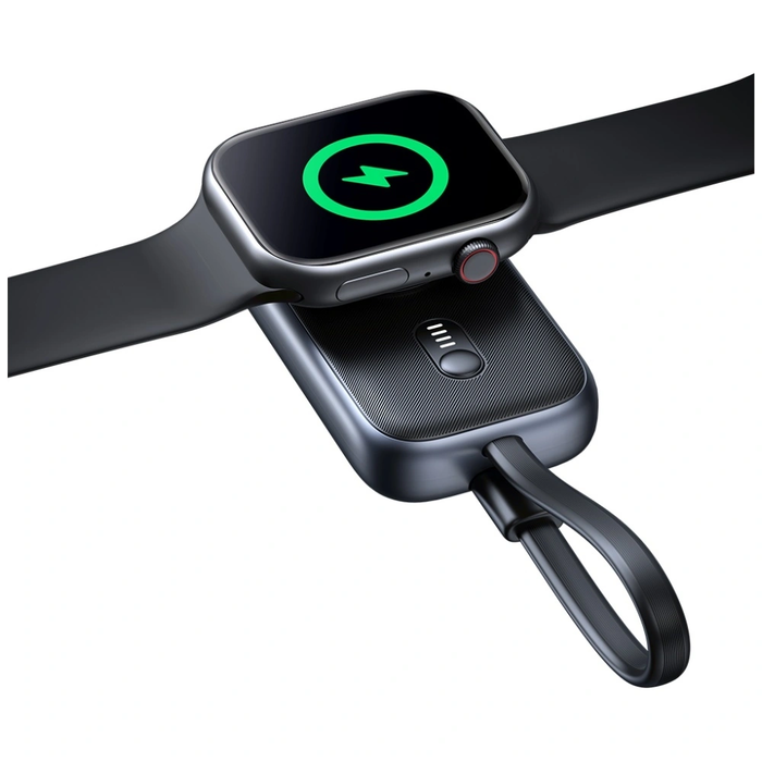 USAMS CD245 2-in-1 Wireless Charger for Apple Watch with 1200mAh Power Bank + USB-C Cable Titanium