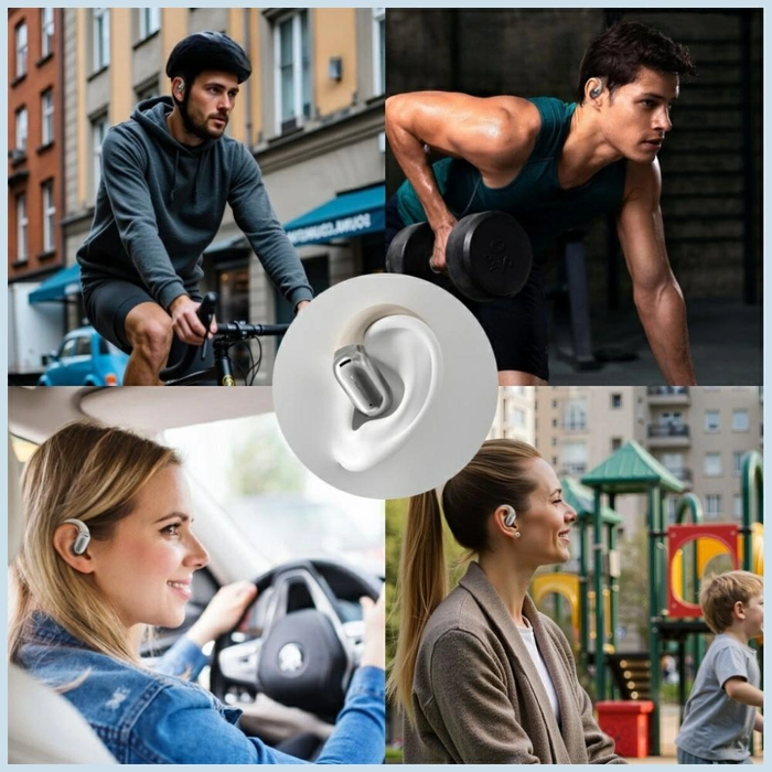 4smarts SkyBuds OWS Wireless Open-Ear Headphones Bluetooth 5.4 with AI Screen Beige