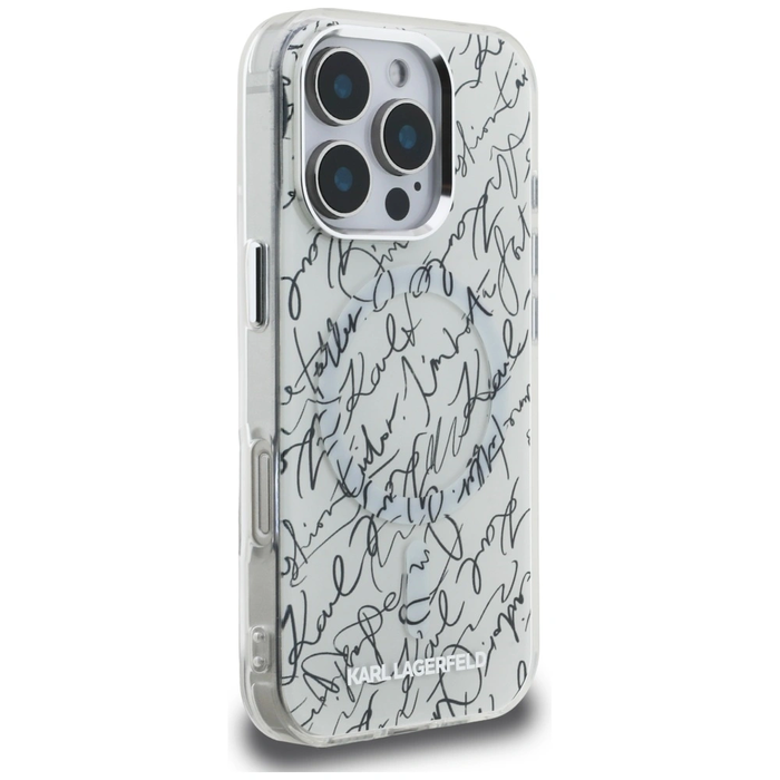 Karl Lagerfeld IML Karl Script Pattern MagSafe Apple iPhone 16 Pro white
