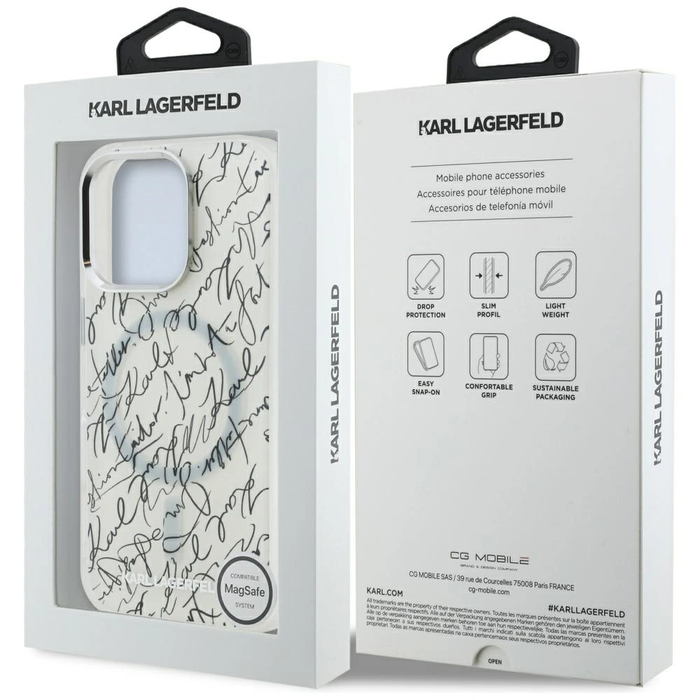 Karl Lagerfeld IML Karl Script Pattern MagSafe Apple iPhone 16 Pro white