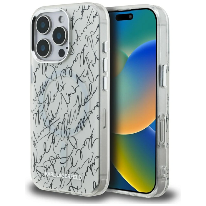 Karl Lagerfeld IML Karl Script Pattern MagSafe Apple iPhone 16 Pro Max white