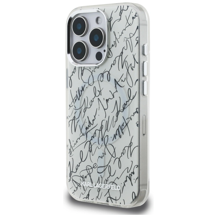 Karl Lagerfeld IML Karl Script Pattern MagSafe Apple iPhone 16 Pro Max white