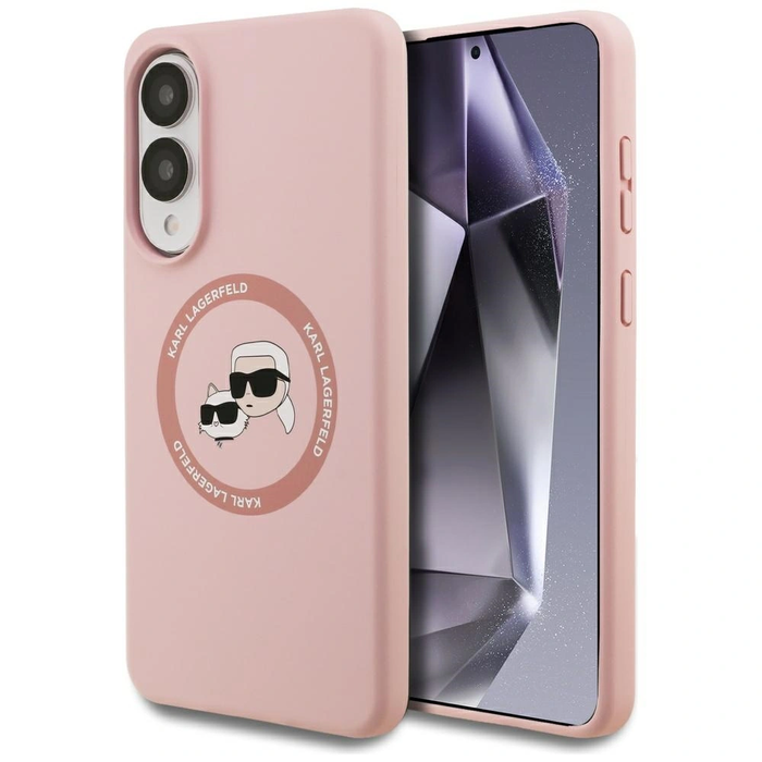 Karl Lagerfeld Silicone Double Heads And Circle MagSafe Samsung Galaxy S25 Edge pink