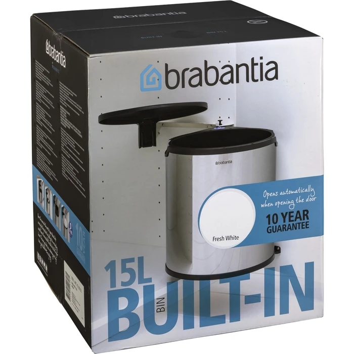Brabantia Stainless Steel Cabinet Bin 15 L - White