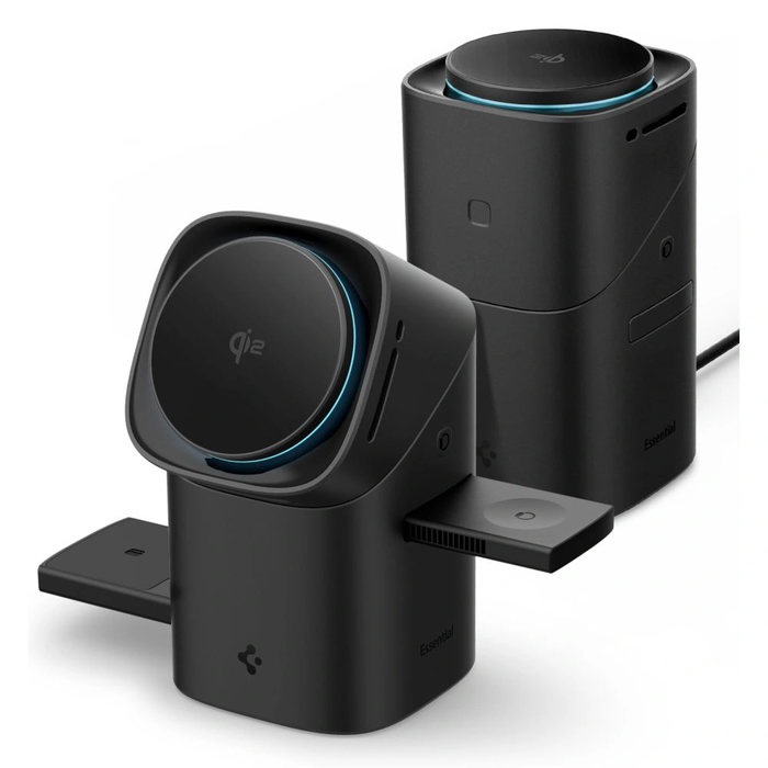 Spigen Essential EF223MS 3in1 Qi2 Rotary Magnetic MagSafe Wireless Charger Black
