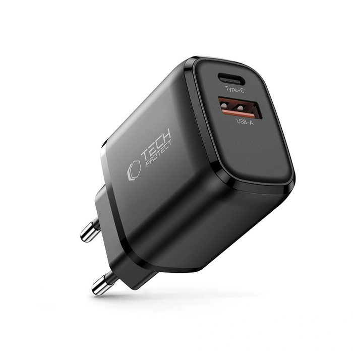 Tech-Protect NCA30 USB-A, USB-C Network Charger PD 30W / QC3.0 Black