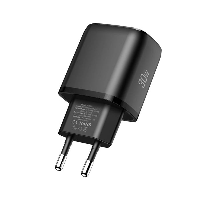 Tech-Protect NCA30 USB-A, USB-C Network Charger PD 30W / QC3.0 Black