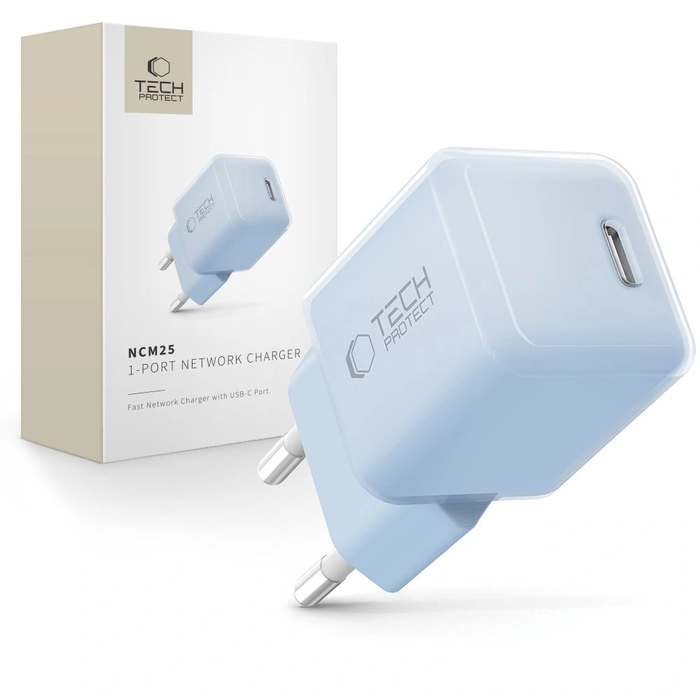 Tech-Protect NCM25 USB-C Network Charger PD 25W Baby Blue