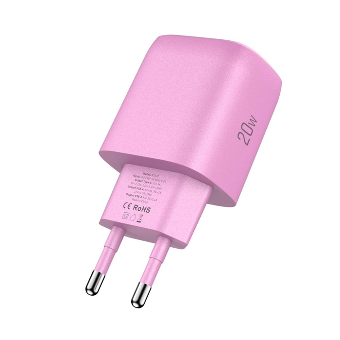 Tech-Protect NCA20 USB-A, USB-C Network Charger PD 20W / QC3.0 Baby Pink
