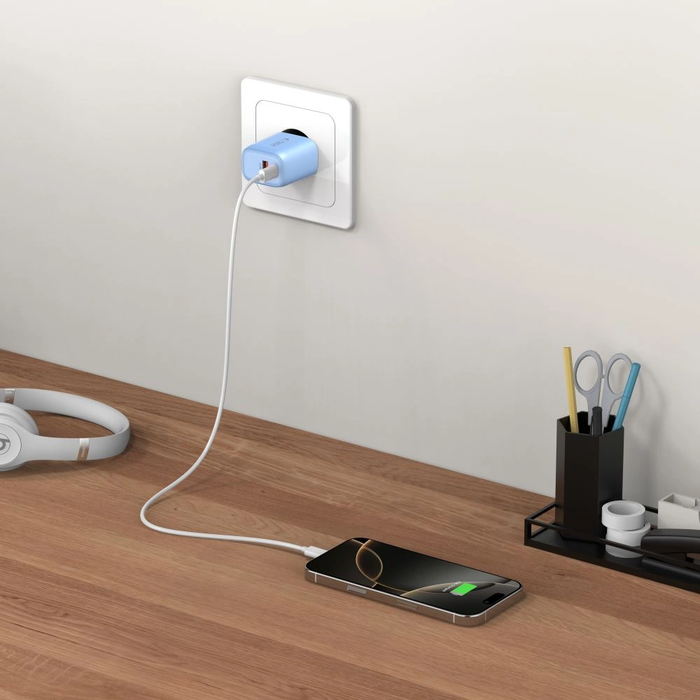Tech-Protect NCA30 USB-A, USB-C Network Charger PD 30W / QC3.0 Baby Blue