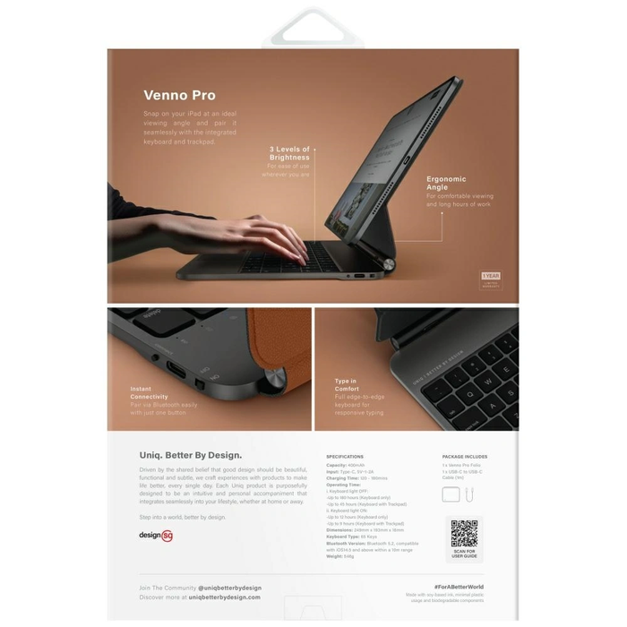 UNIQ Venno Pro Magnetic Smart with keyboard Apple iPad Air 11" 2024/2025 / iPad Air 10.9" 2022/2020 / iPad Pro 11" 2022/2021 caramel