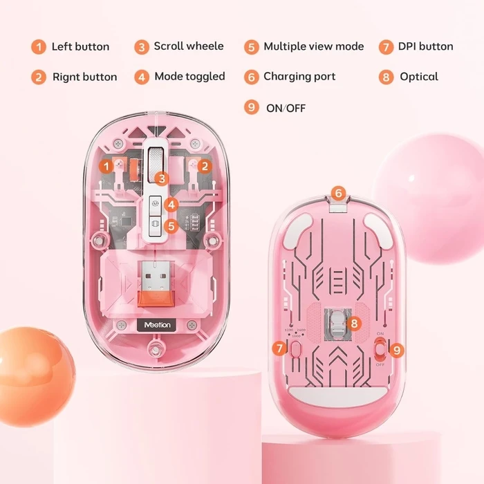 Ποντίκι Ασύρματο Meetion MT-BTM005 Ροζ