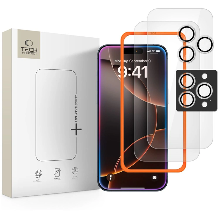 Tech-Protect Easy Set+ Apple iPhone 16 Pro / 17 Pro Clear [2+1 PACK]
