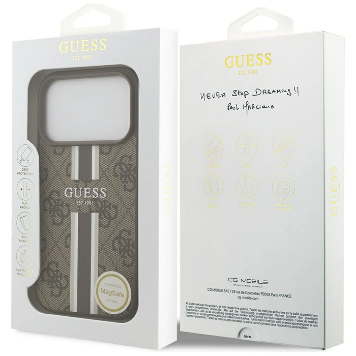 Guess 4G Printed Stripes MagSafe Apple iPhone 17 Pro brown