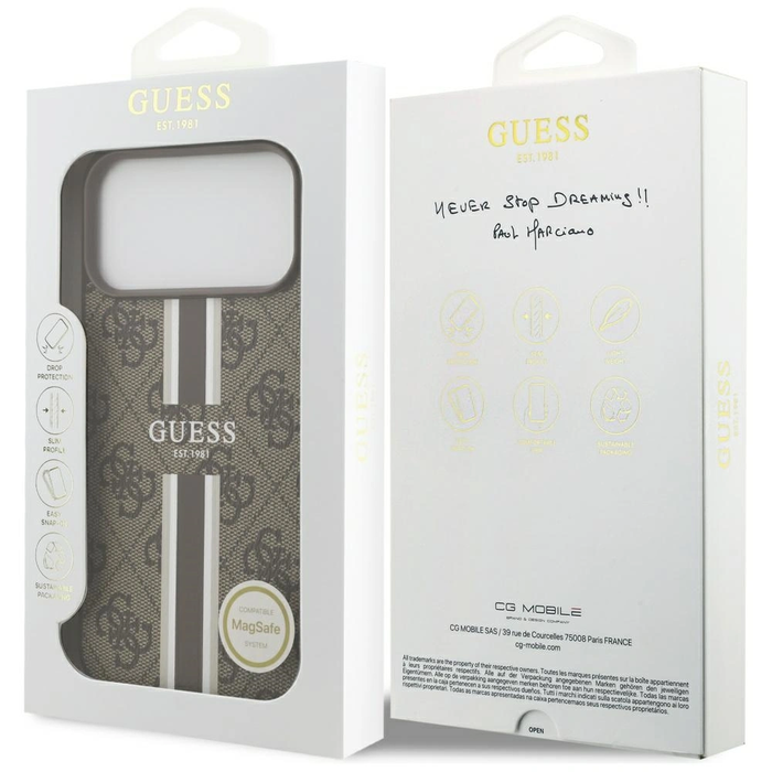 Guess 4G Printed Stripes MagSafe Apple iPhone 17 Pro Max brown