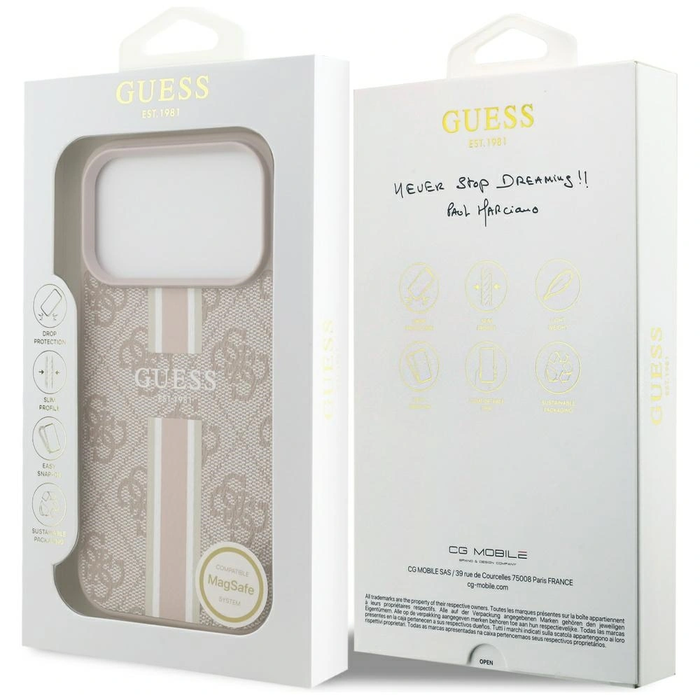 Guess 4G Printed Stripes MagSafe Apple iPhone 17 Pro pink