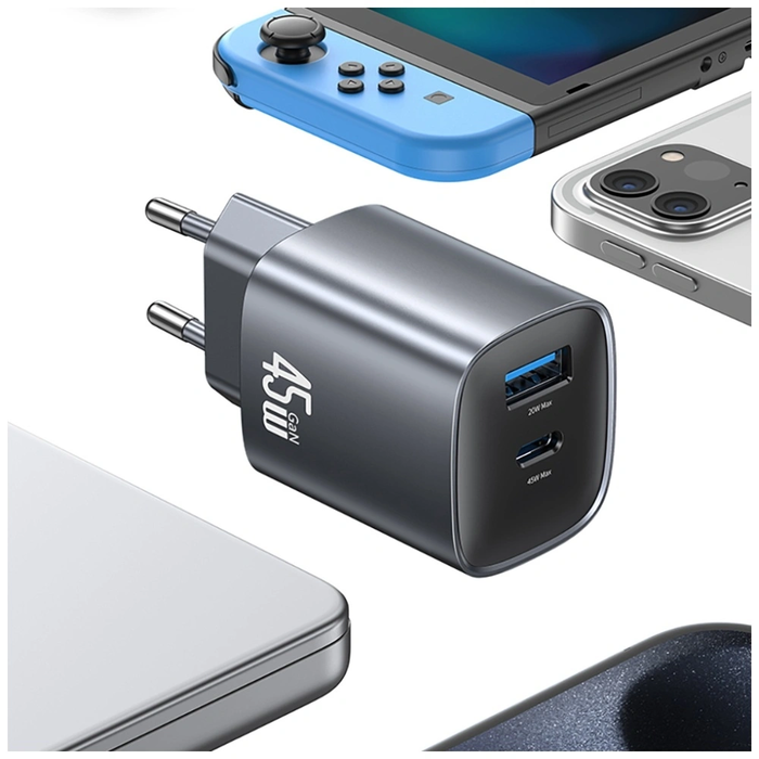 USAMS CC290 T66 45W GaN USB-A, USB-C wall charger tarnish