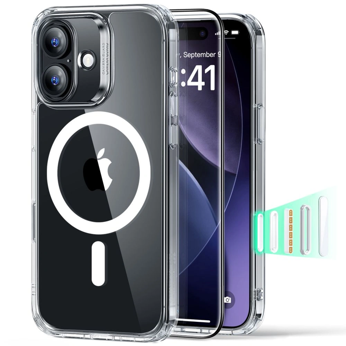 ESR Classic Hybrid MagSafe Case + Tempered Glass Screen Protector for Apple iPhone 17 Clear