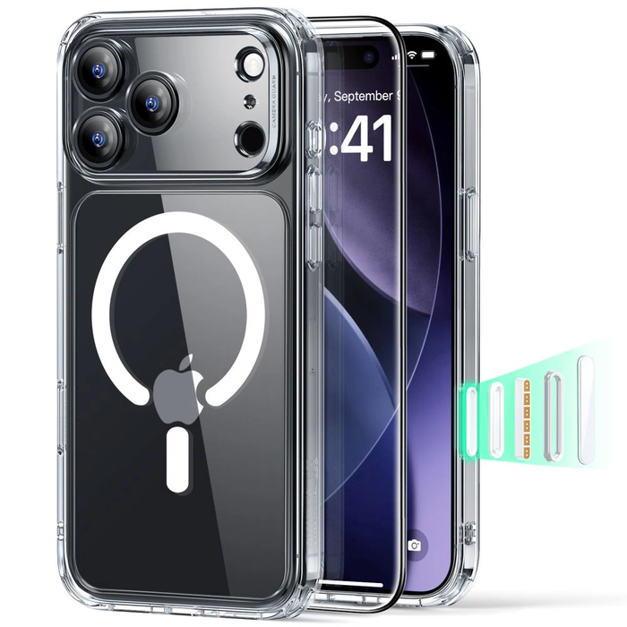 ESR Classic Hybrid MagSafe Case + Tempered Glass Screen Protector for Apple iPhone 17 Pro Max Clear