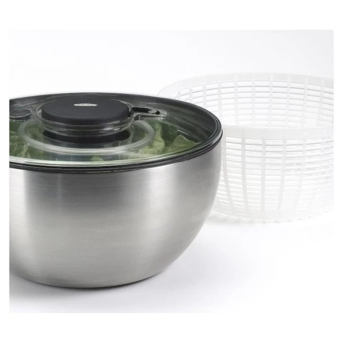 OXO Steel Salad Spinner 6.2L (Model O-1071497) - Silver/White