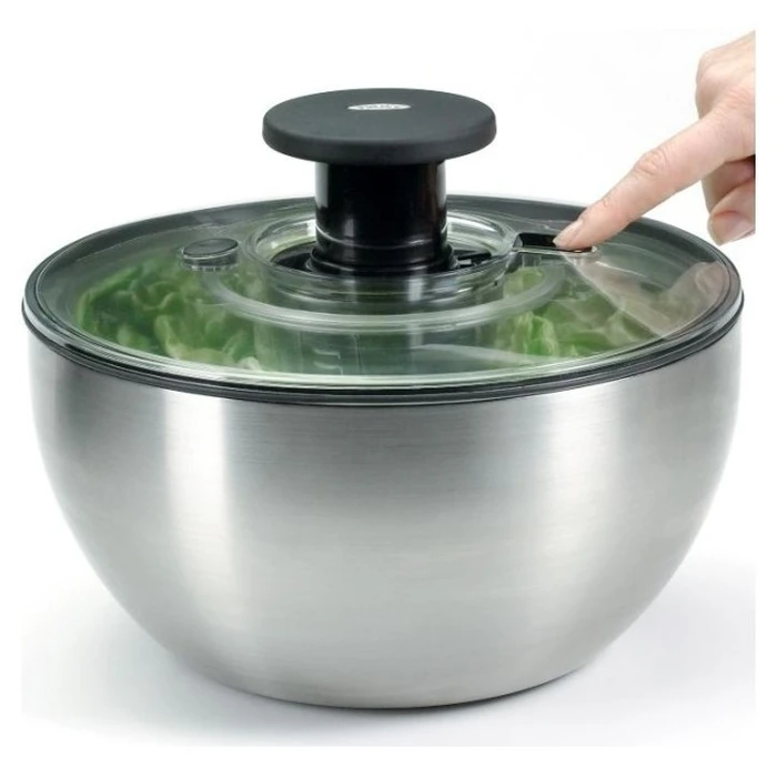 OXO Steel Salad Spinner 6.2L (Model O-1071497) - Silver/White
