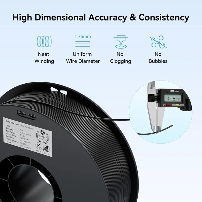 3D Printer Filament Creality EN-PLA Value Pack 4kg - 4 Χ Black - Ender 4kg 1.75 (3301010476)