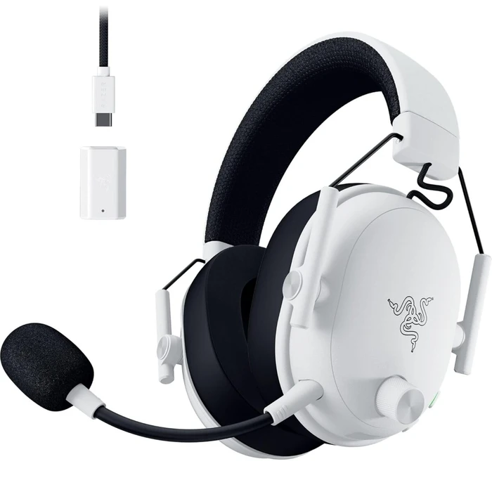 Gaming Headset Razer BlackShark V3 White - Wireless - 70h Battery - 2.4GHz/BT/USB - PC/PS5/Switch