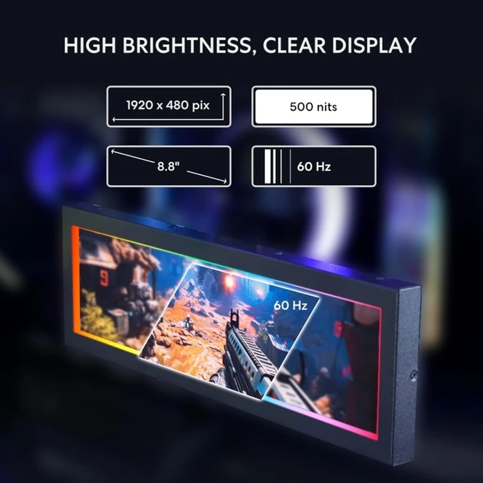 Lian Li 8.8" Universal Screen Black - For Any PC - ARGB Frame - Display Panel - LCD Mini Monitor