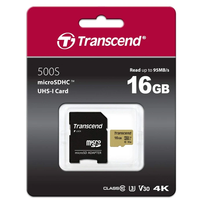 Κάρτα Μνήμης ΜicroSDHC 16GB Transcend Class 10 UHS-I U3 V30 + Adapter