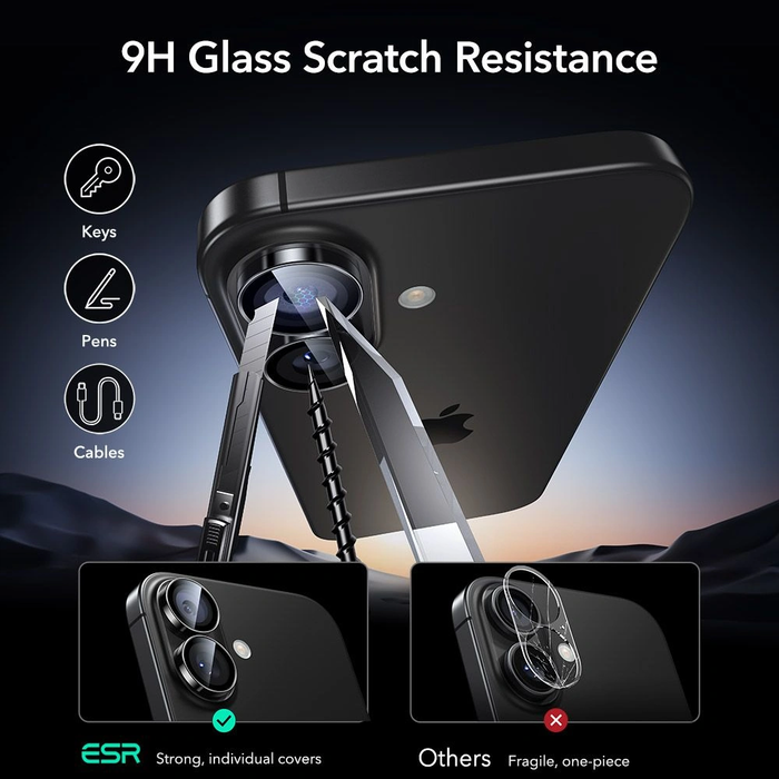 ESR Armorite Camera Protector for Apple iPhone 16 / 16 Plus / 17 Black