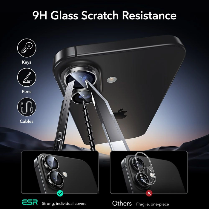 ESR Armorite Camera Protector for Apple iPhone 16 / 16 Plus / 17 Clear