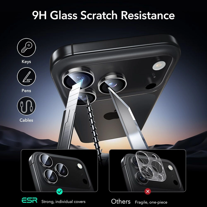 ESR Armorite Camera Protector for Apple iPhone 14 Pro / 14 Pro Max / 15 Pro / 15 Pro Max / 16 Pro / 16 Pro Max / 17 Pro / 17 Pro Max Clear