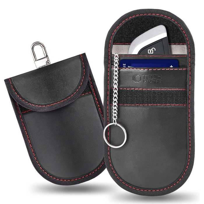 Tech-Protect KLR100 Pouch Keyless RFID Signal Blocker Case Black/red