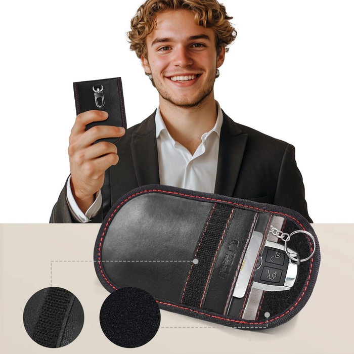 Tech-Protect KLR100 Pouch Keyless RFID Signal Blocker Case Black/red