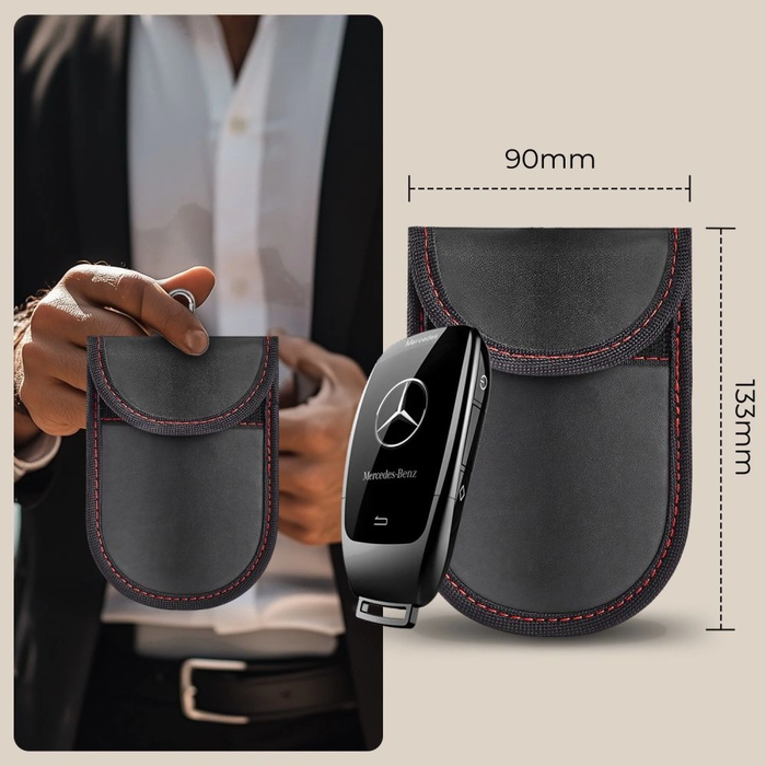 Tech-Protect KLR100 Pouch Keyless RFID Signal Blocker Case Black/red