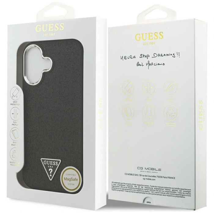 Guess Glitter Triangle Logo MagSafe Apple iPhone 17 black
