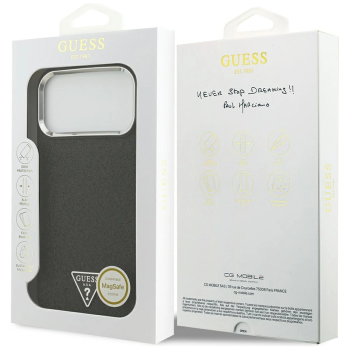 Guess Glitter Triangle Logo MagSafe Apple iPhone 17 Pro Max black