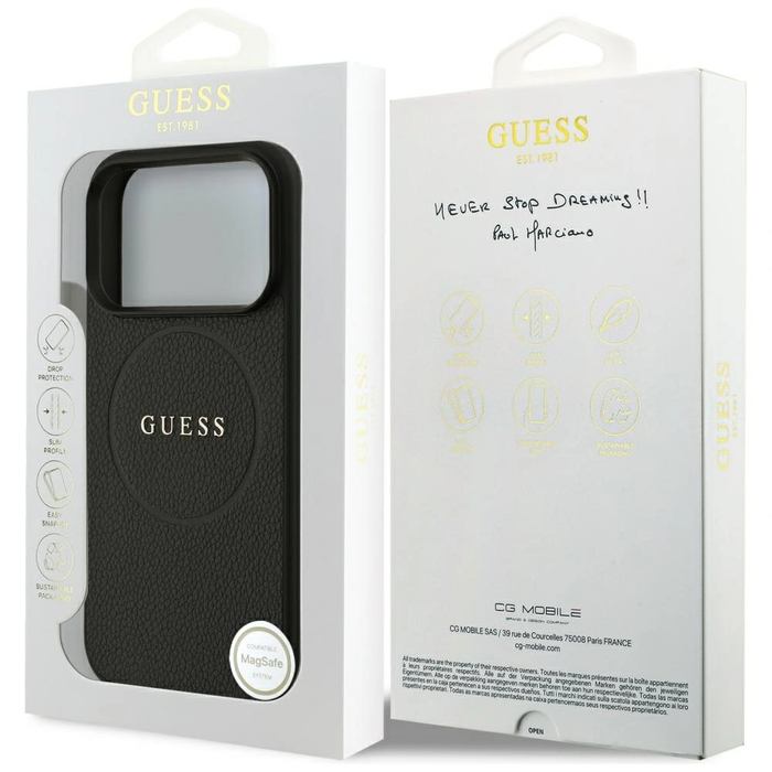 Guess Grained Ring MagSafe Apple iPhone 17 Pro black