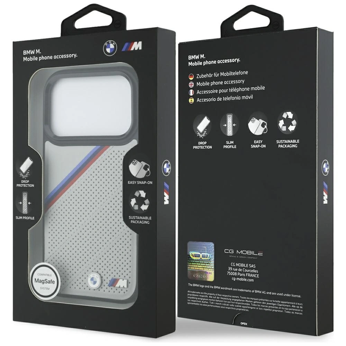 BMW M Tricolor Metal Logo MagSafe Apple iPhone 17 Pro grey
