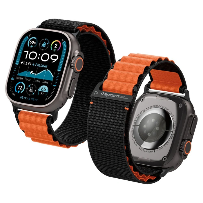 Spigen WBF1 Band Apple Watch 6/7/8/9/10/SE/Ultra 1/2 44/45/46/49mm Black/orange
